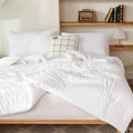 Litanika White Oversized King Comforters Super King Size, 3 Pieces Lightweight Solid Bedding Comforter Set, All Season Fluffy Be