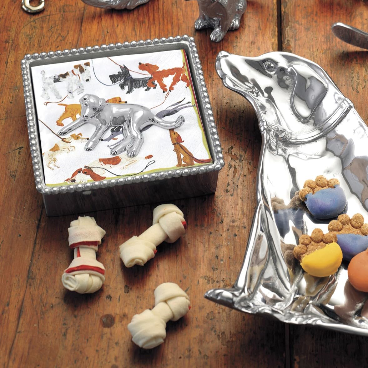 MARIPOSA Napkin Weight - Silver Recycled Sandcast Aluminum, One Size, Model 2982, Handmade in Mexico