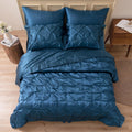 Mr&Hm Satin Comforter Twin 5 Pieces - Luxurious Pinch Pleat Bedding Set With Comforter, Flat Sheet, Fitted Sheet, Pillowcase & S