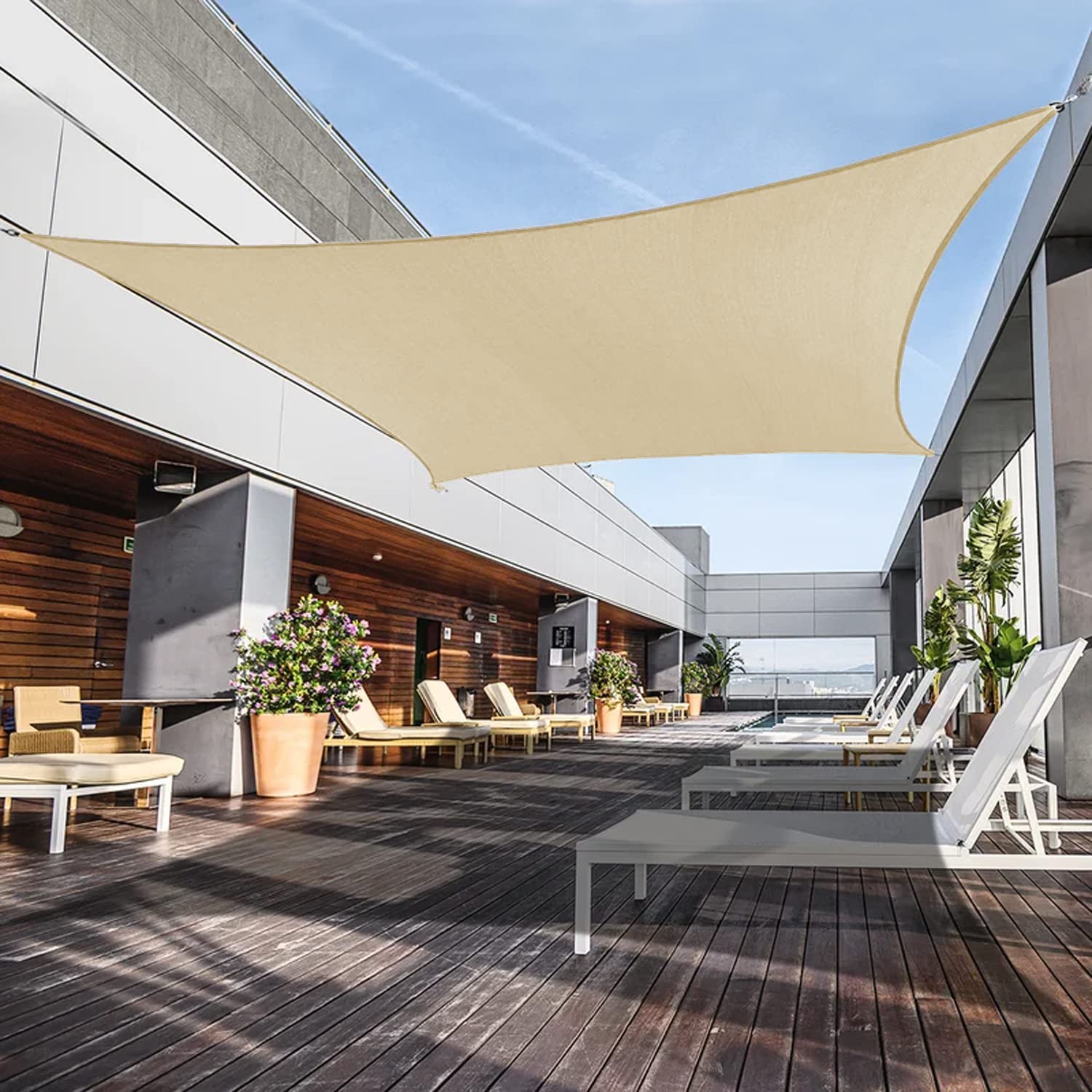 Awnpro 3' X 4' Shade Sails 180Gsm Rectangular Shade Sails Sun Rays Blocking Patio Garden Outdoor Facilities Beige