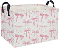 DDBASKET Kids Basket Pink Baskets Girls Basket Rectangular Cute Storage Bin for Room Decor(Pink bownot)