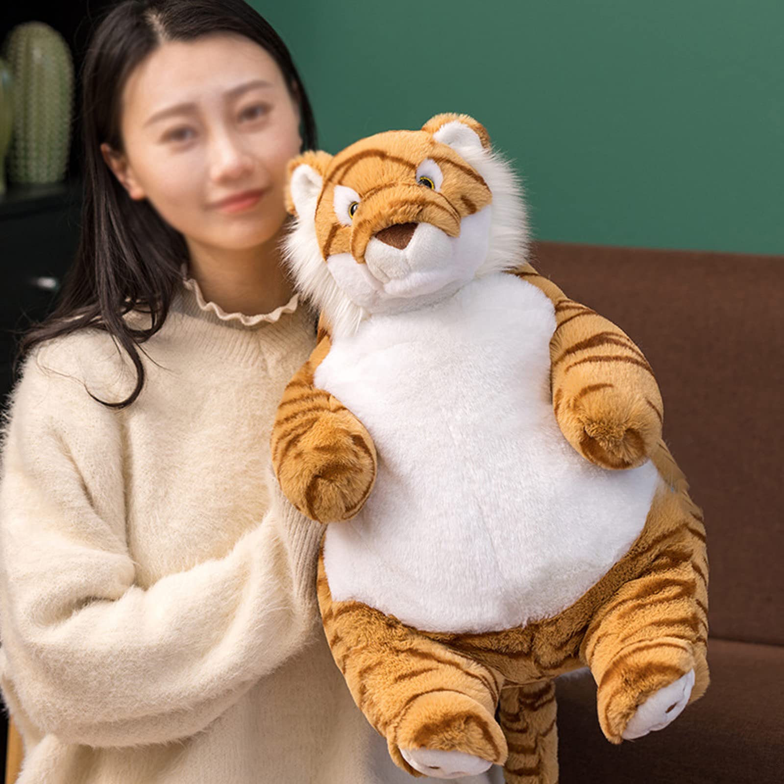 ronivia Tiger Weighted Plush Toy, 17" 3.5 lbs Orange Tiger Stuffed Animal for Kids, Model ronivia7893