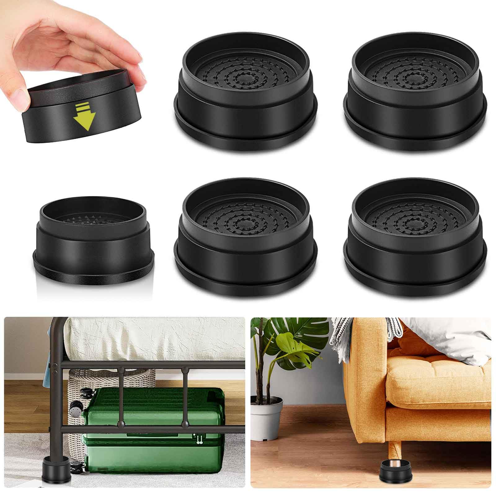 Yookwutar 4 Pack Furniture Risers 1 Inch, Adjustable Bed Risers Heavy Duty For Table Desk Couch Chair Sofa Cabinet Bed Frame Dor