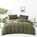 Karever Olive Green Comforter Set King Size Solid Green Comforter 3 Pieces Soft Dark Green King Comforter Bedding Set Women Pure