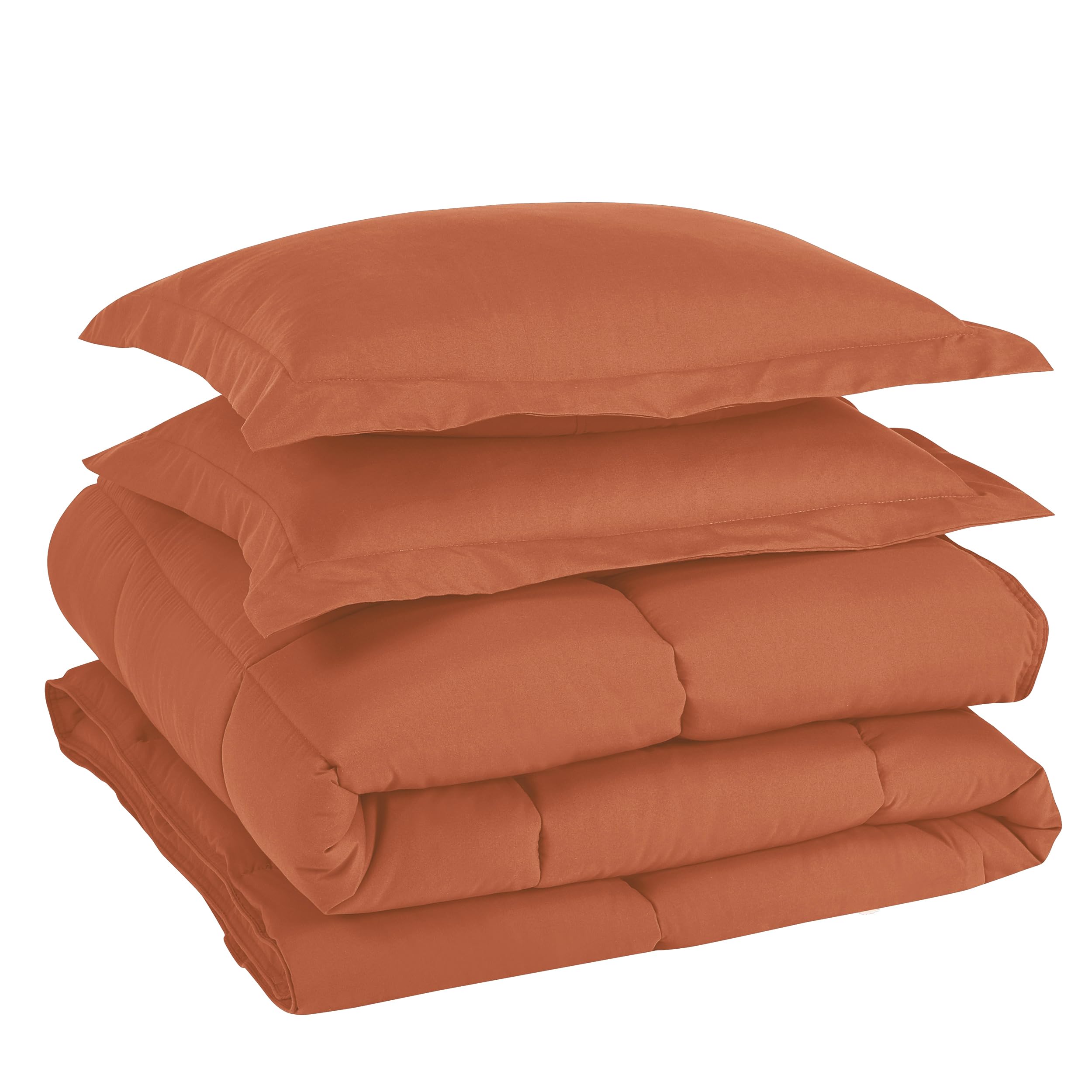 Chezmoi Collection Rust Orange Down Alternative Comforter Oversized Queen - 3-Piece Lightweight Comforter Set - All Seasons Micr