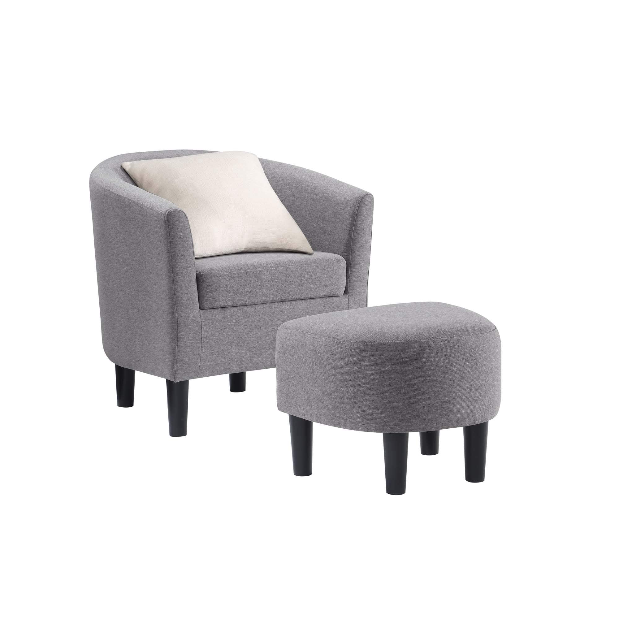 Convenience Concepts Take a Seat Churchill Accent Chair with Ottoman, Cement Gray Fabric