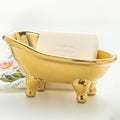 5.6 Ceramic Mini Bathtub Soap Dish Decortative Clawfoot Bathroom Soap Dish (Golden)