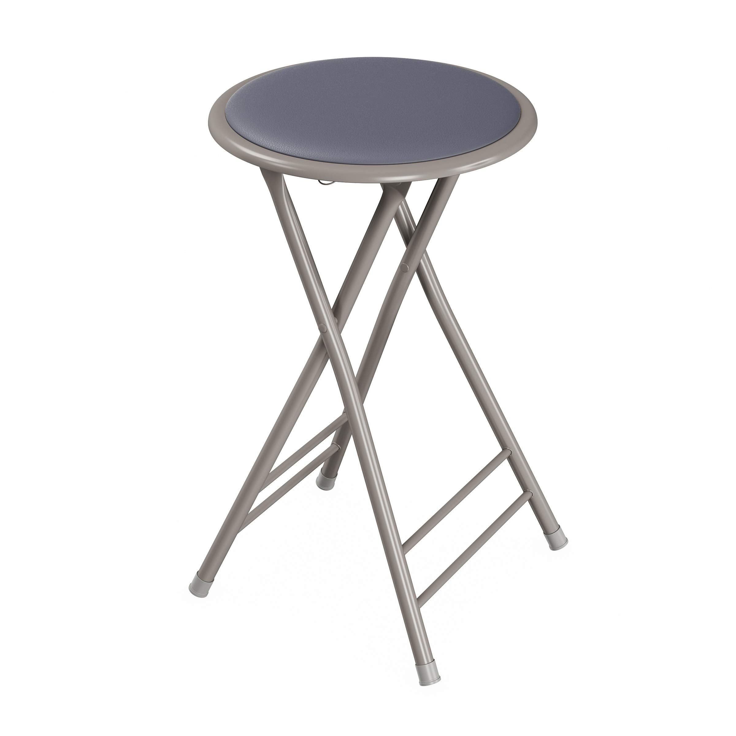 Lavish Home Folding Stool - Backless 24-Inch Stool With 225Lb Capacity For Kitchen Or Rec Room - Portable Indoor Counter Bar Stools (Gray)