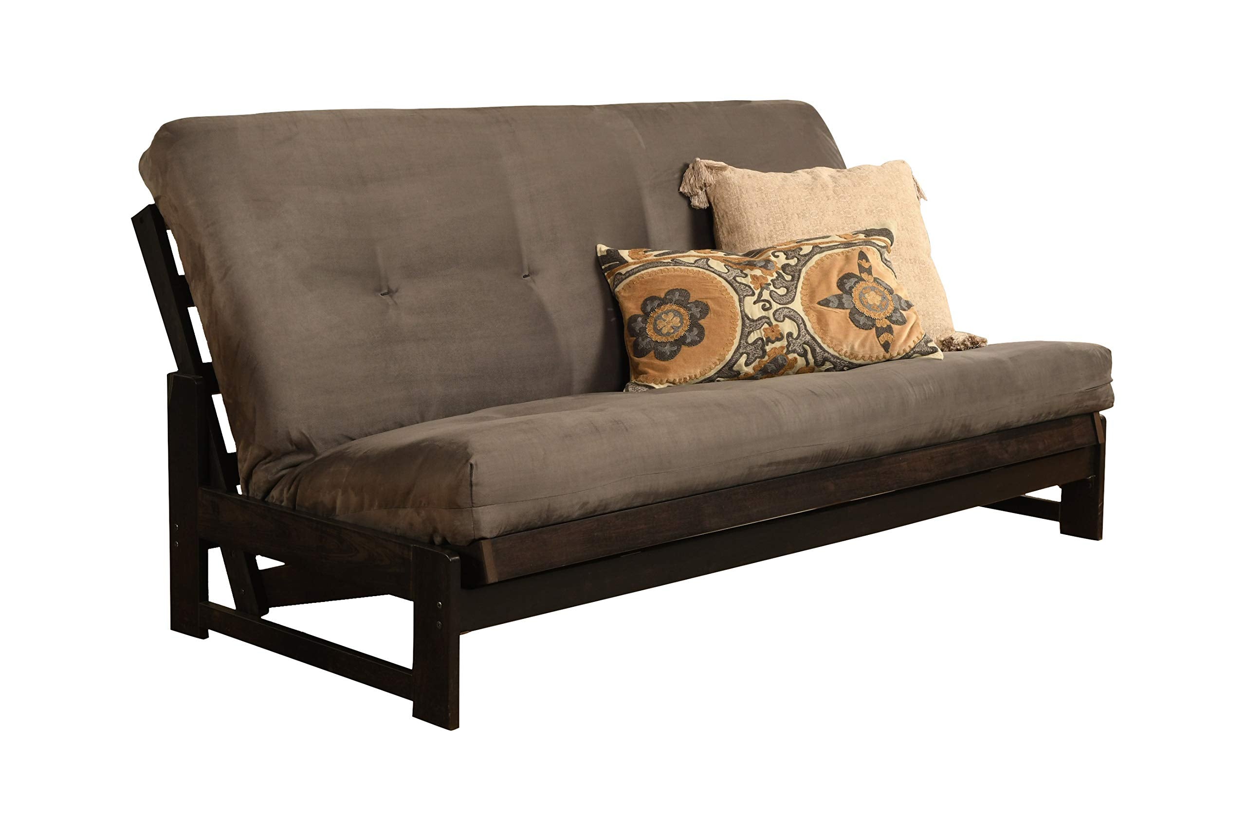Kodiak Furniture Aspen Futon with Suede Fabric Mattress in Reclaim Mocha/Gray