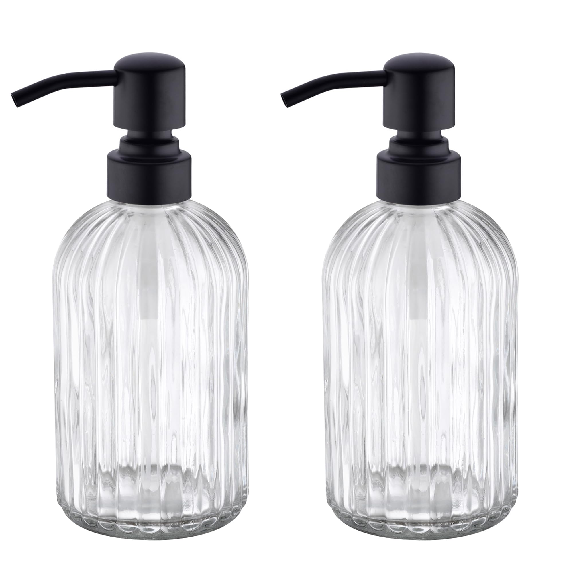 Leetcp Matte Black Soap Dispenser, Dish Soap Dispenser, Bathroom Liquid Soap Dispenser, with Rustproof Stainless Steel Pump, 16 