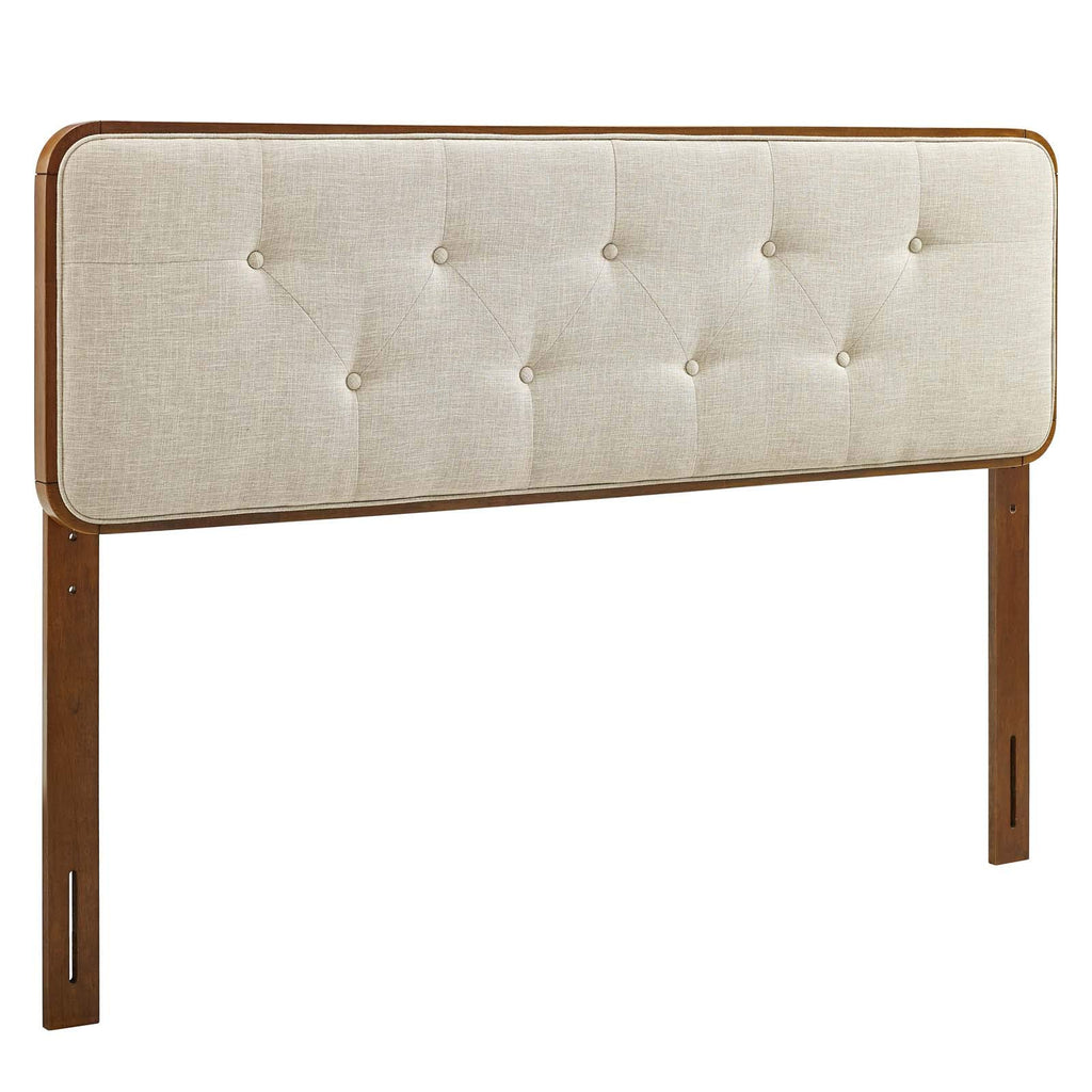 Modway Mod-6234-Wal-Bei Collins Tufted Queen Fabric And Wood Headboard, Walnut Beige