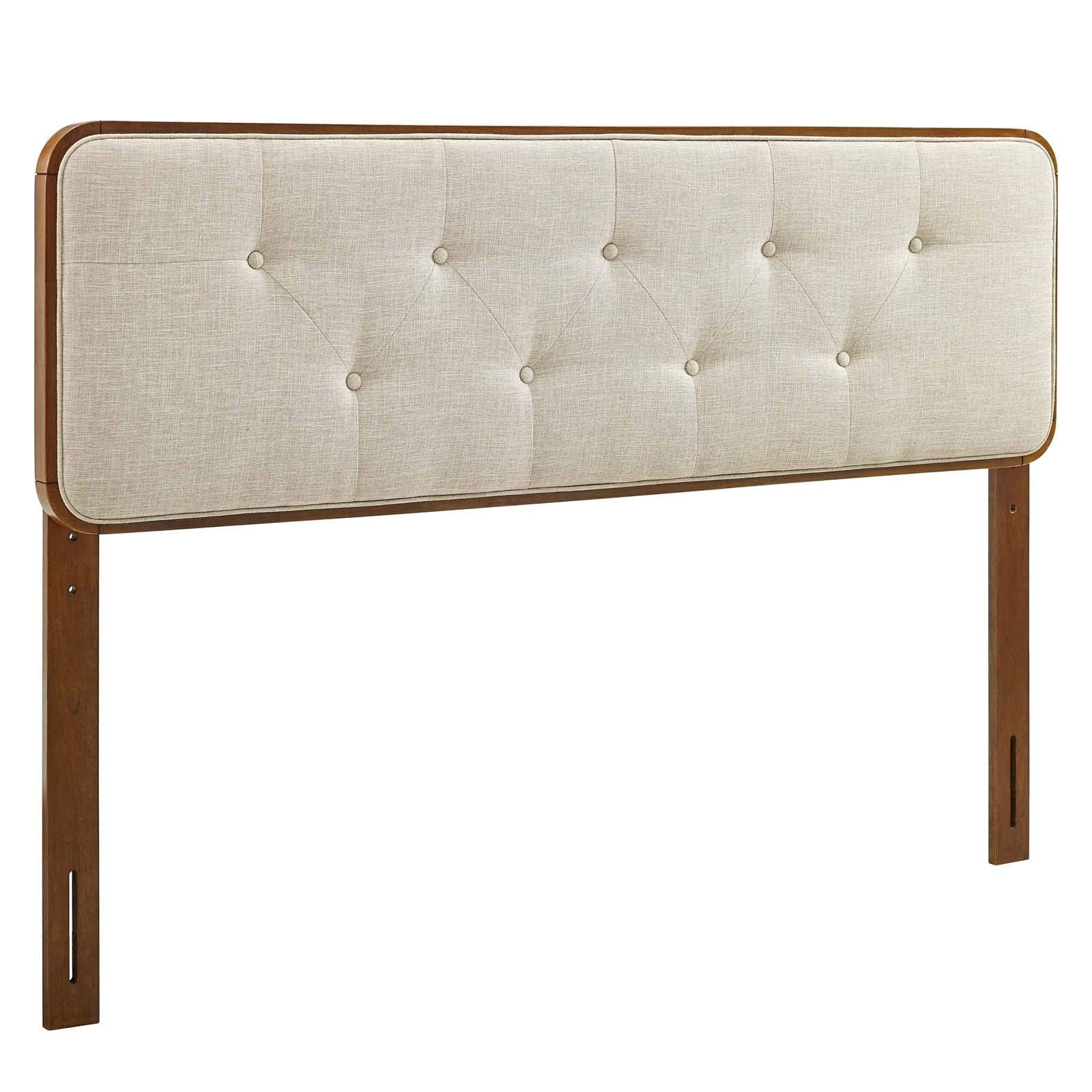 Modway Mod-6234-Wal-Bei Collins Tufted Queen Fabric And Wood Headboard, Walnut Beige