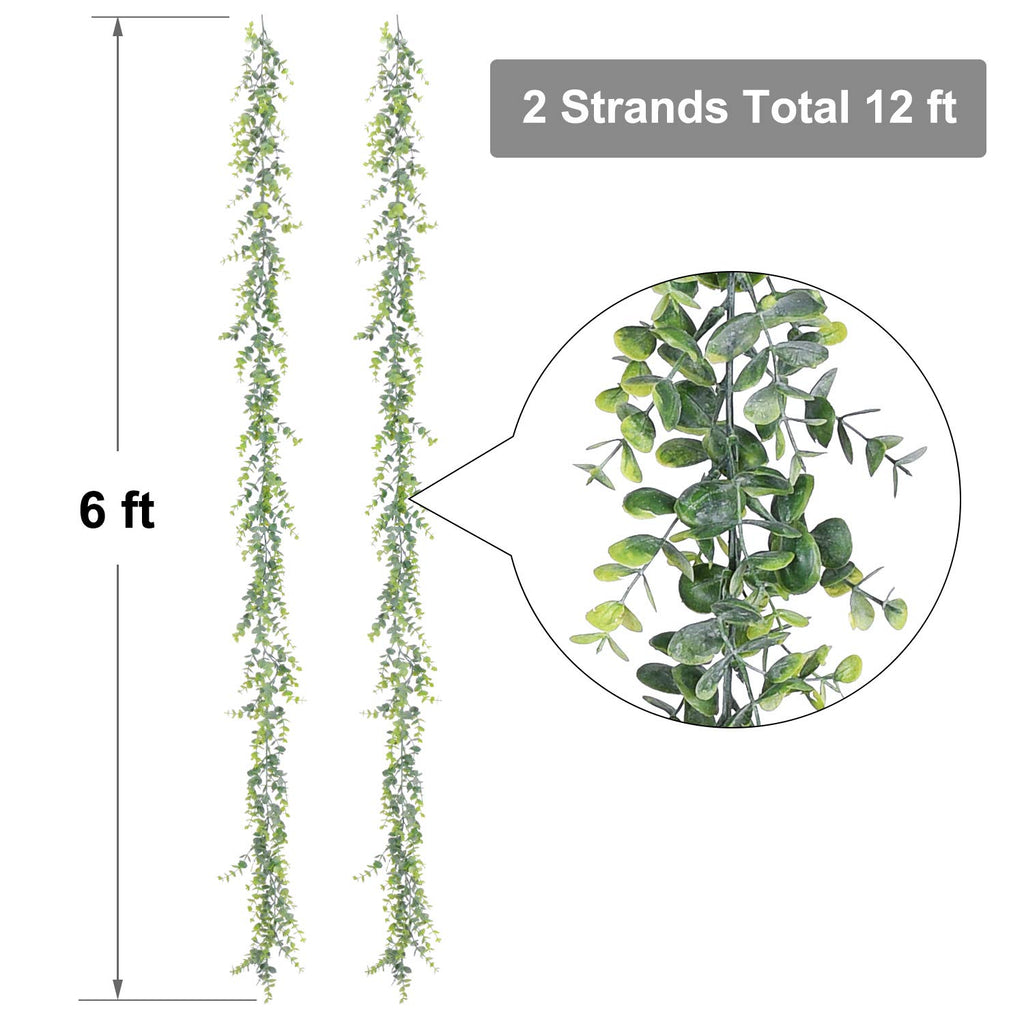 Lvydec 6 Pack Artificial Eucalyptus Garland, Fake Eucalyptus Greenery Garland Wedding Backdrop Arch Wall Decor, 6 Feet/Strand Fa
