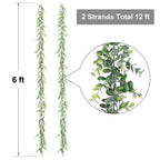 Lvydec 6 Pack Artificial Eucalyptus Garland, Fake Eucalyptus Greenery Garland Wedding Backdrop Arch Wall Decor, 6 Feet/Strand Fa