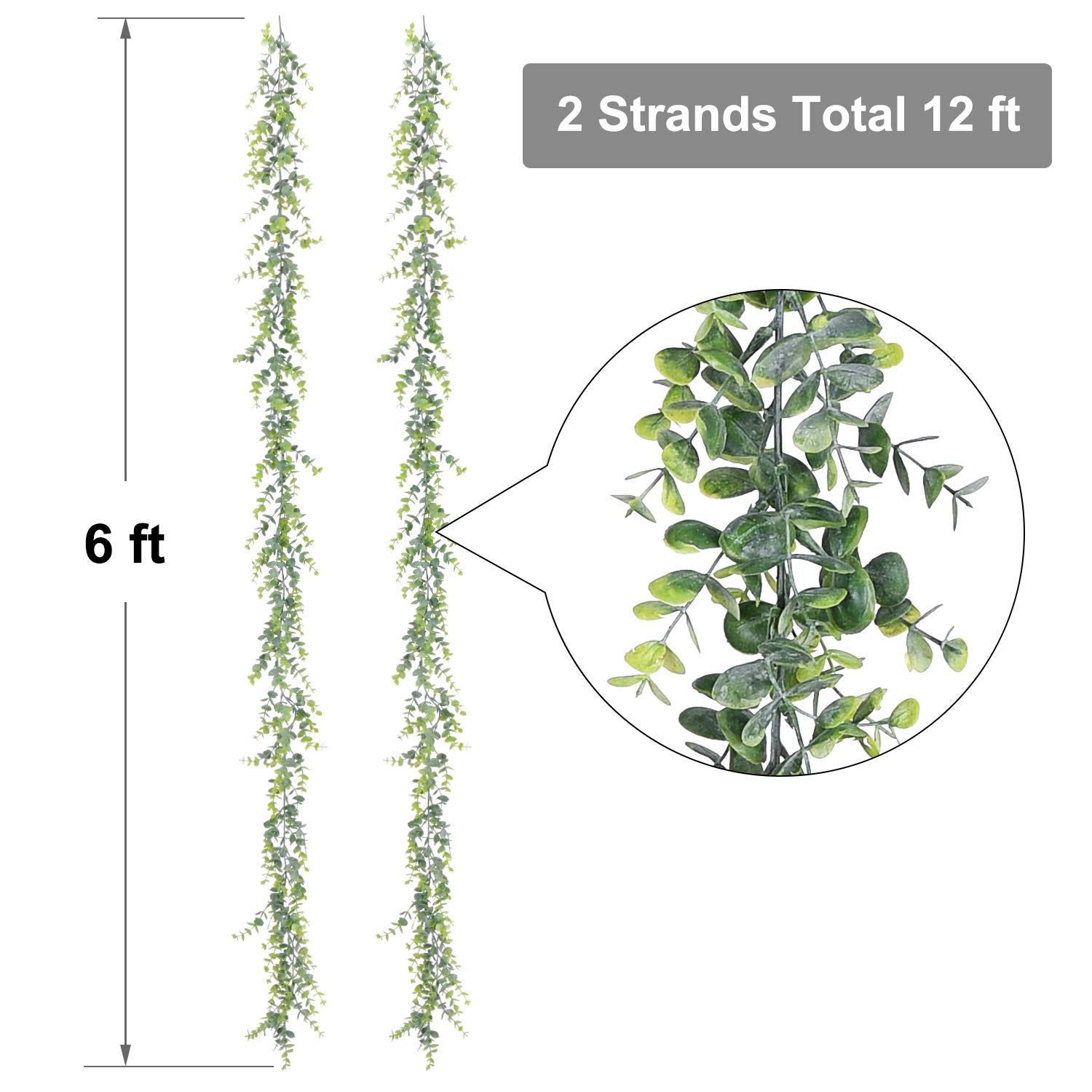 Lvydec 6 Pack Artificial Eucalyptus Garland, Fake Eucalyptus Greenery Garland Wedding Backdrop Arch Wall Decor, 6 Feet/Strand Fa