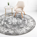 Unique Loom Sofia Collection Area Rug - Salle Garnier (3 3 Round, Gray/ Ivory)