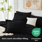 Cozylux King Comforter Set Black, 7 Pieces Bed In A Bag Soft Bedding Comforter Set With Sheets, All Season Boho 7Pc Bed Sets With Comforter, Fitted Sheets, Flat Sheets, Pillow Shams And Pillowcases