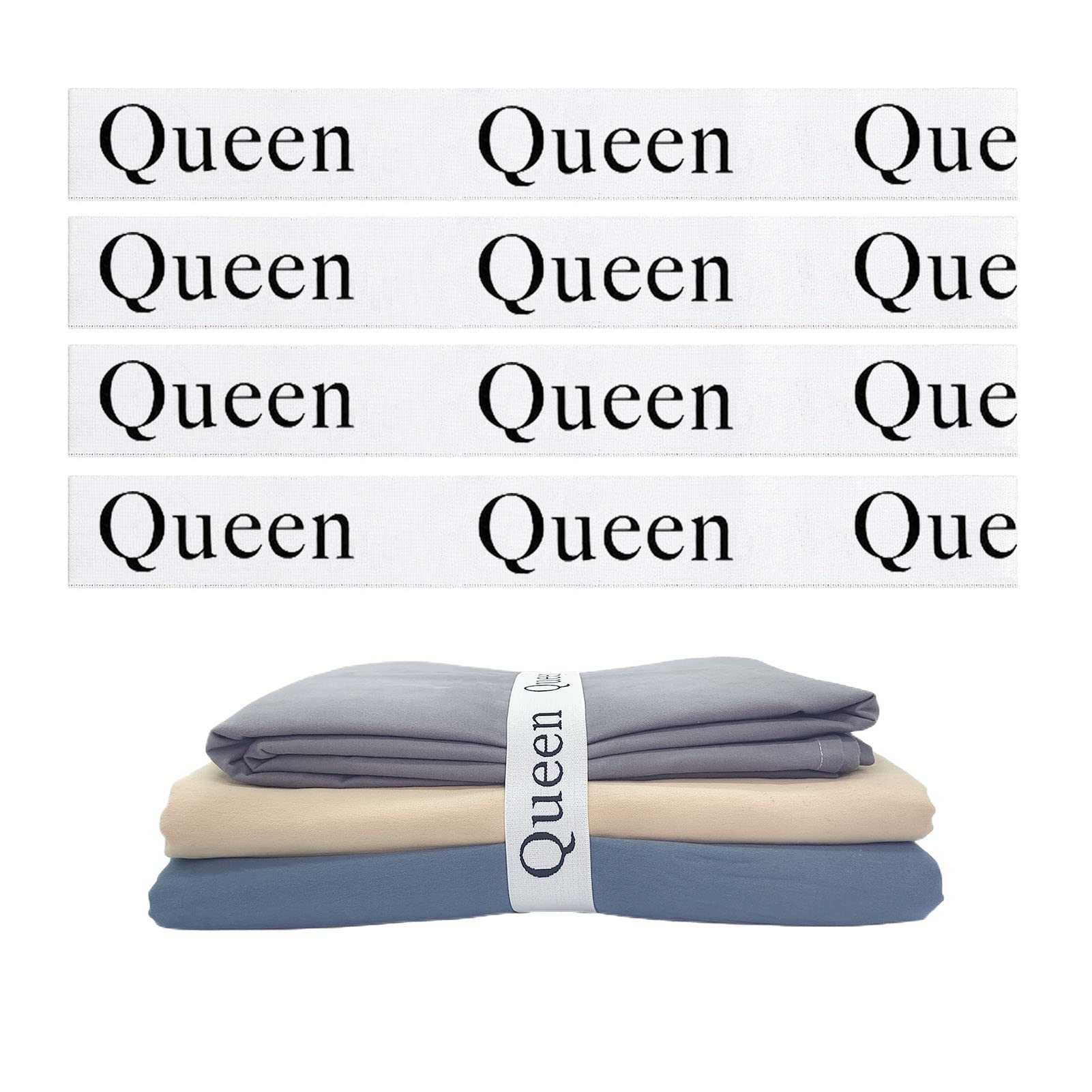 Maletnd 4 Pieces Bed Sheet Organizer Bands, Sheet Organizers And Storage Label Bands, Sheet Label For Bedding, Sheets Organizer