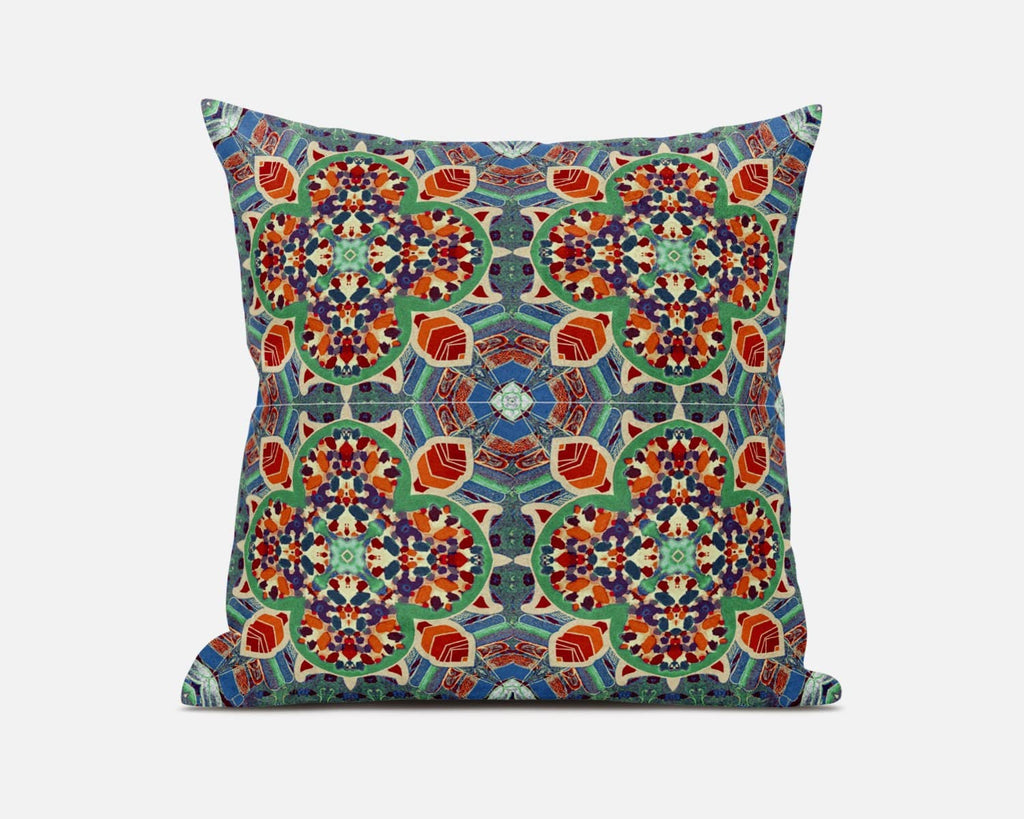 HomeRoots Orange Green Cloverleaf Boho Suede Throw Pillow