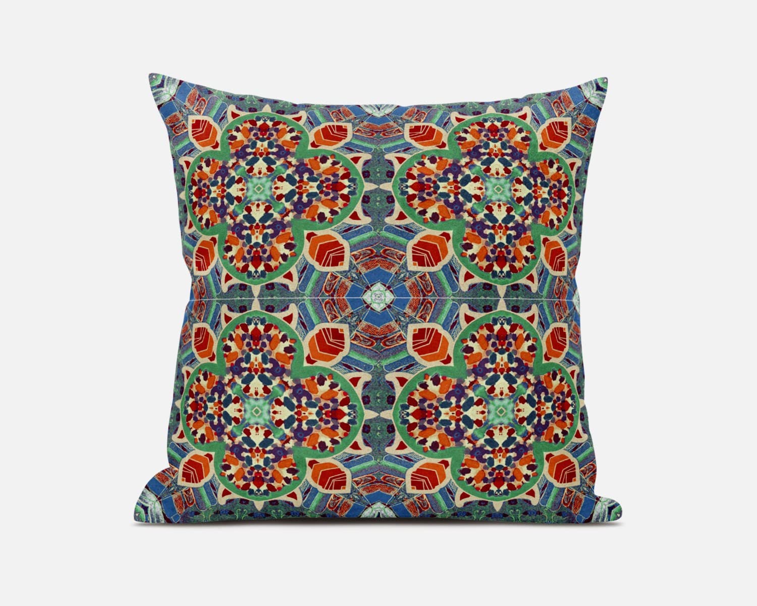 HomeRoots 16â€ Orange Green Cloverleaf Boho Zippered Suede Throw Pillow