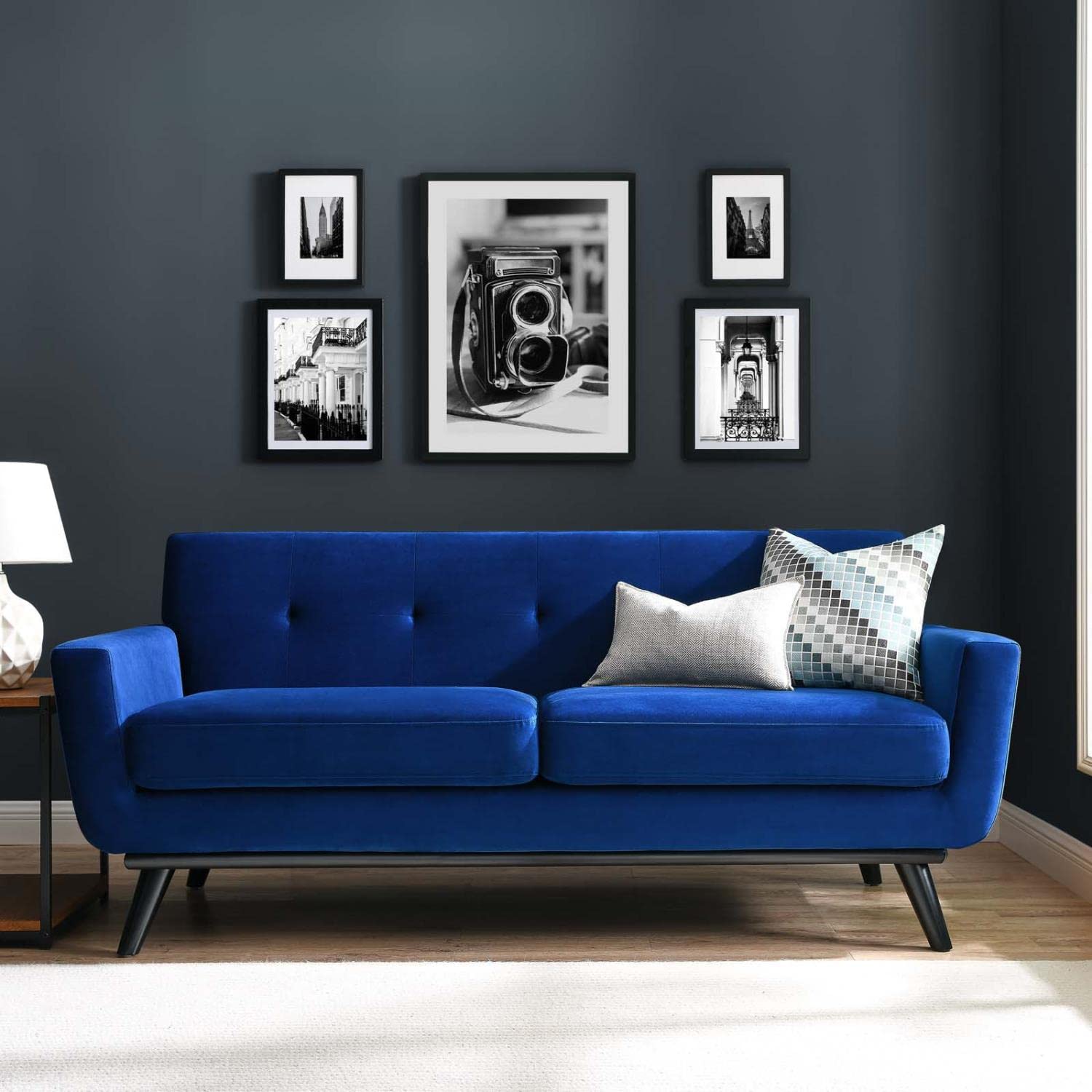 Modway Engage Performance Velvet Loveseat with Navy Finish EEI-5599-NAV