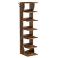 VASAGLE 7-Tier Vertical Shoe Rack, Narrow Shoe Storage Organizer with Hooks, Slim Corner Tower Shelf, Space-Saving for Entryway 
