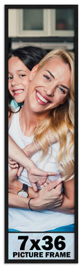 CountryArtHouse 7x36 Frame Black Solid Pine Wood Picture Frame Includes UV Acrylic Plexiglass, Acid Free Foam Backing Board and 