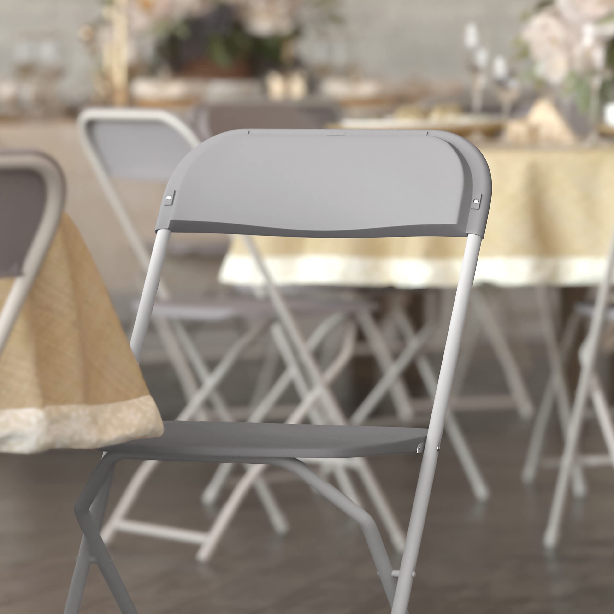 Flash Furniture Hercules™ Series Plastic Folding Chair - Grey - 6 Pack 650Lb Weight Capacity Comfortable Event Chair-Lightweight Folding Chair