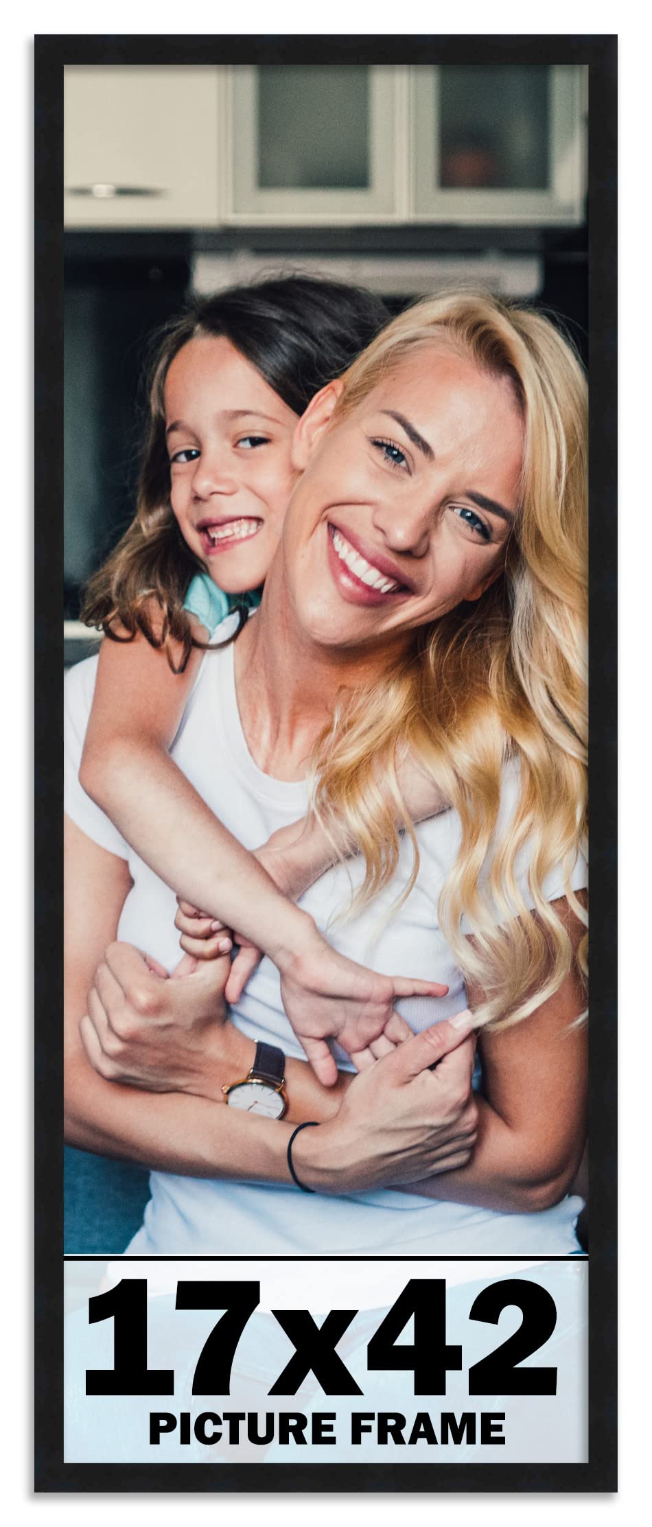 17x42 Frame Black Picture Frame - Complete Modern Photo Frame Includes UV Acrylic Shatter Guard Front Acid Free Foam Backing Boa