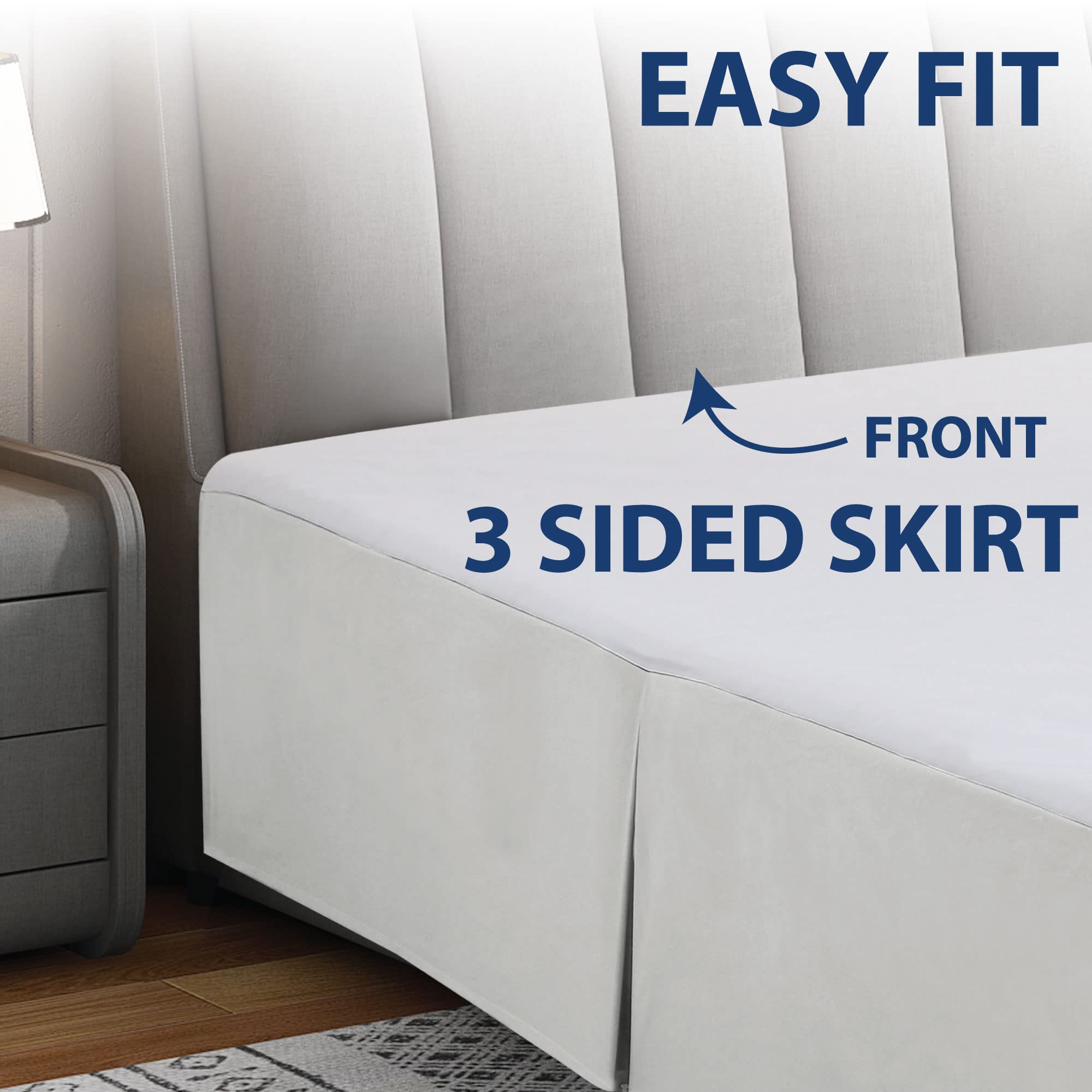Cathay Home Double Brushed Microfiber Pleated Easy Fit Bed Skirt, Ultra Soft, Fade And Wrinkle Resistant - Light Grey, Queen