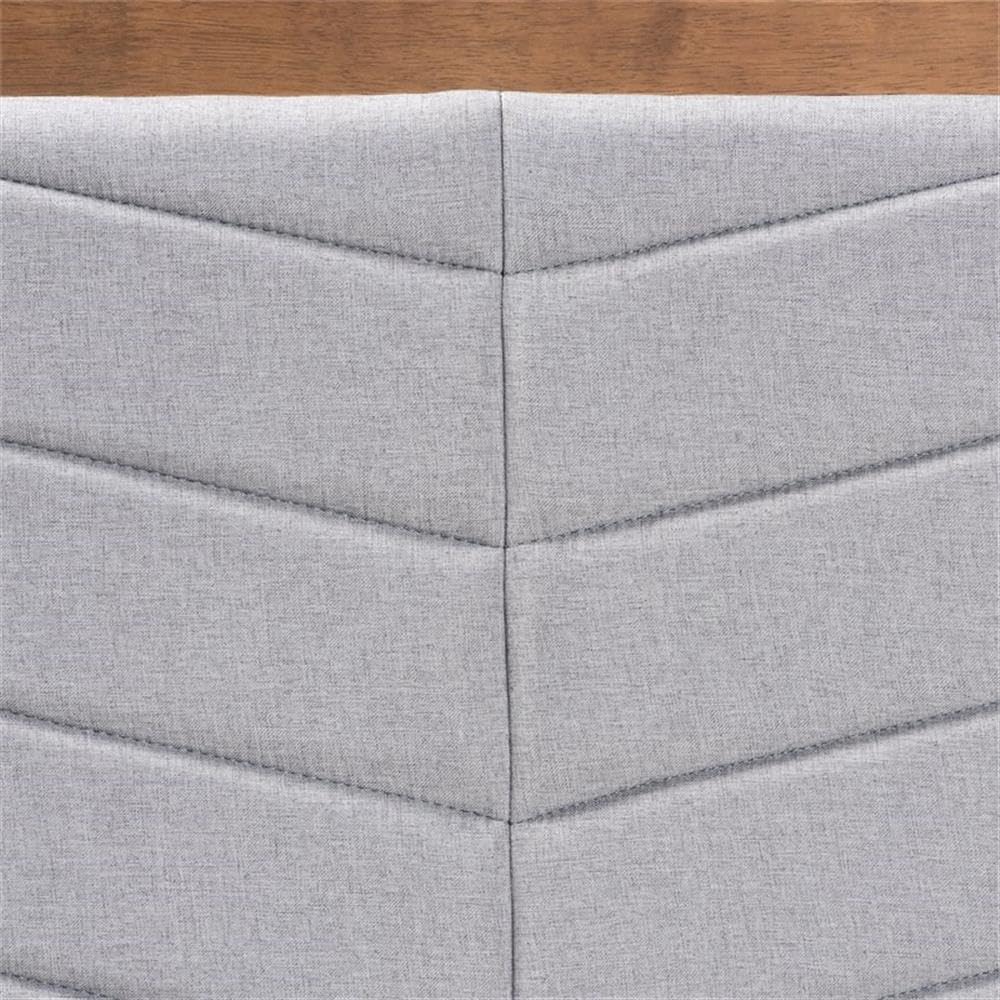 Baxton Studio Iden Modern and Contemporary Light Grey Fabric Upholstered and Walnut Brown Finished Wood Queen Size Headboard