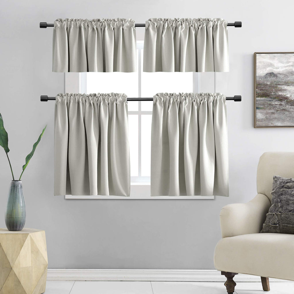 Donren Light Grey Extra Wide Valance - Kitchen Valances For Small Window With Rod Pocket (2 Panels,72 Width By 18 Length Inch)