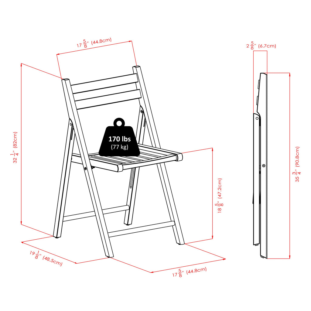 Winsome Robin Folding Set White Chair, Medium, 4-PC