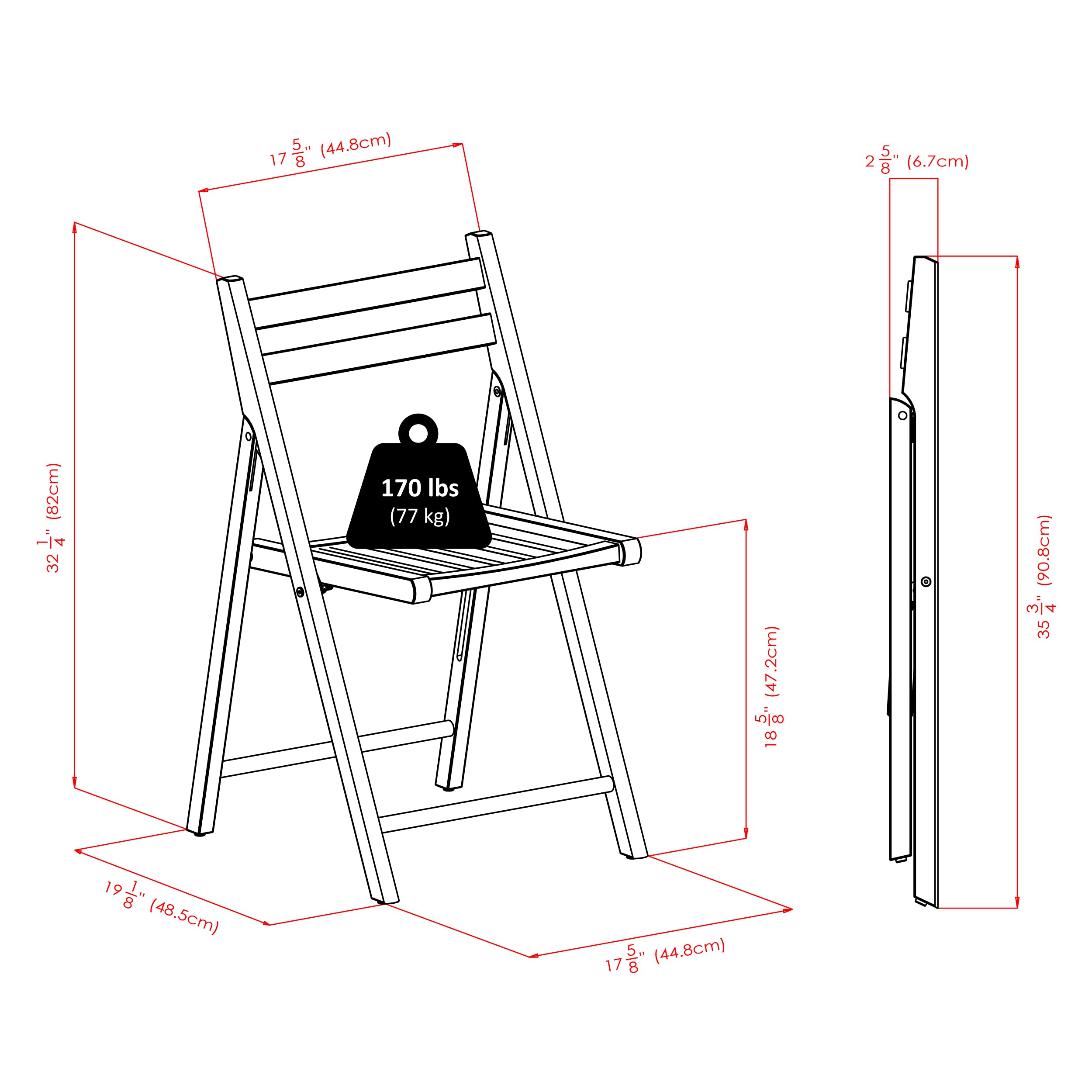 Winsome Robin Folding Set White Chair, Medium, 4-PC