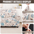 Searchi Stretch Sofa Cover Printed Couch Cover, Floral Pattern 3 Pieces Loveseat Slipcover With 2 Separate Cushion Cover, Washable Furniture Protector For Living Room(Loveseat, Ball Flower)