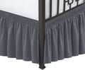 Biscaynebay Wrap Around Bed Skirts With Split Corners For Queen Beds 18' Drop, Dark Grey Elastic Dust Ruffles Easy Fit Wrinkle & Fade Resistant Silky Luxurious Fabric Solid Machine Washable
