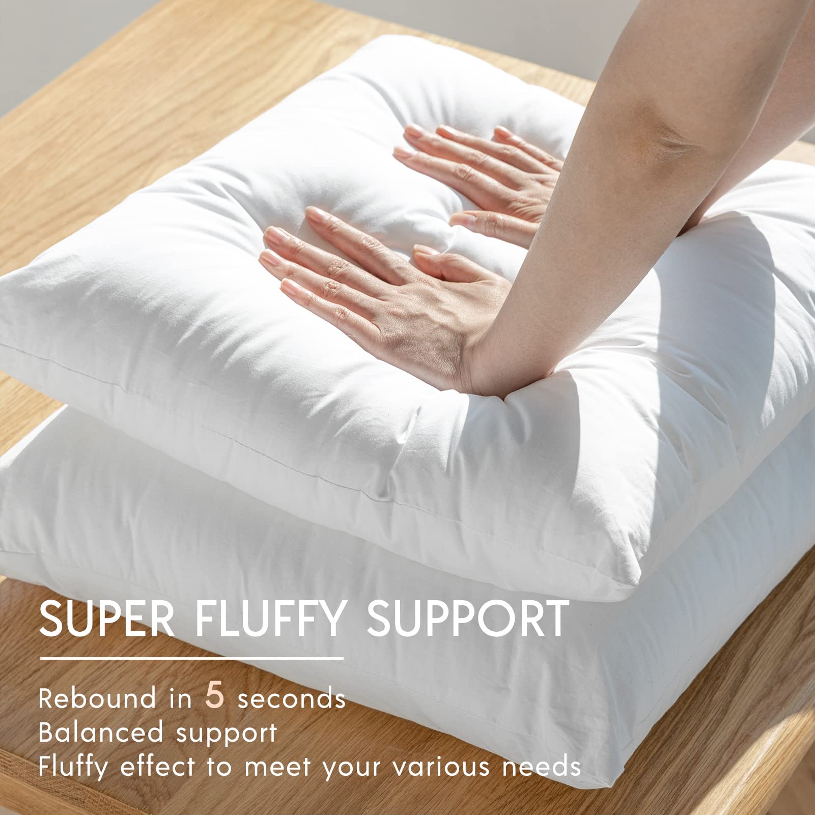Phantoscope Premium Outdoor Pillow Inserts - Pack Of 2 Square Form Water Resistant Polyester Throw Pillows, Couch Sham Cushion Stuffer, 16 X 16 Inches