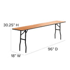 Flash Furniture Gael 8' Rectangular Folding Training Table, Natural Engineered Wood, 18"W x 96"L, Model YT-WTFT18X96-TBL-GG