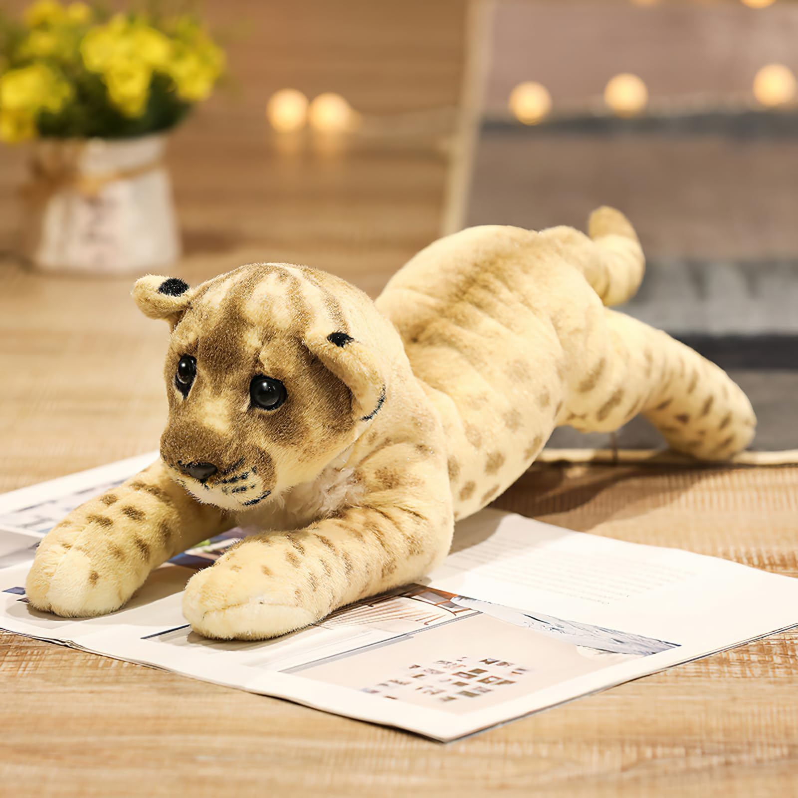 Gisqis Stuffed Animal Lion, 16' Lion Stuffed Animals Plush Pillow Realistic Large Stuffed Baby Lion Plush Toys Safari Animals T