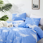 Clothknow Blue Cloud Queen Comforter Set 3Pcs Blue White Bedding Comforter Sets Blue Queen Comforter Soft Light Blue Cloud Queen Size Comforter Sets