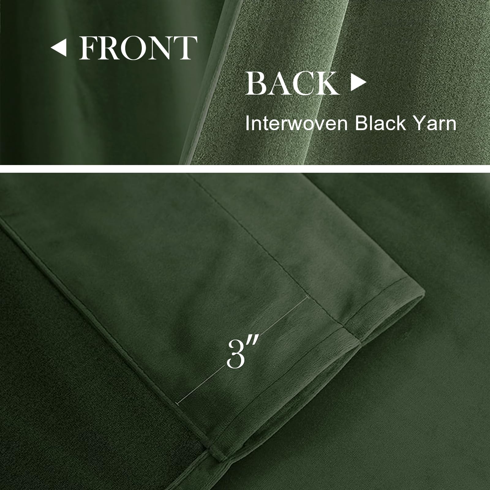 Lazzzy Green Velvet Curtain Thermal Insulated Curtains 120 Inch Long Drapes For Bedroom Living Room Darkening Window Treatments Rod Pocket, Set Of 2, Moss Green
