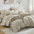 Wrensonge Light Oatmeal King Comforter Set, 7 Pieces Soft Microfiber King Size Comforter With Fitted Sheet, Flat Sheet, 2 Pillow