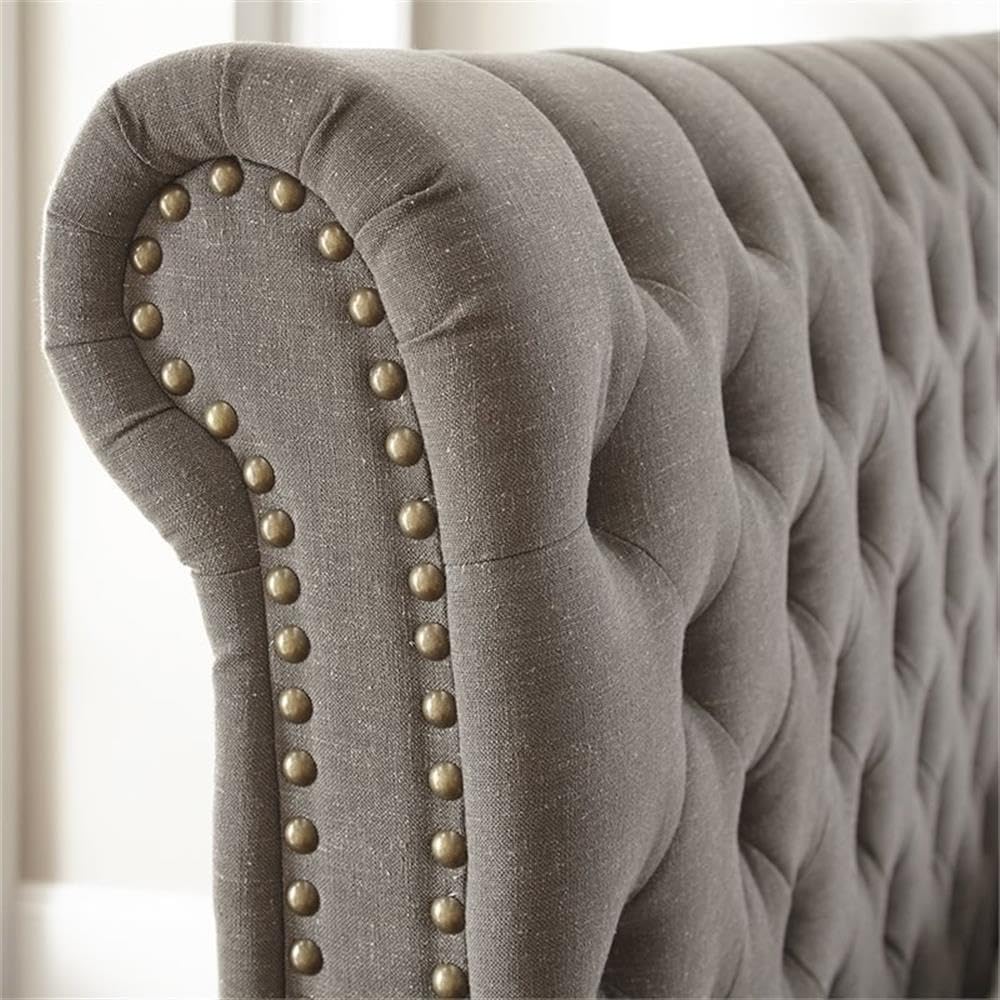 Steve Silver Swanson Tufted Queen Sleigh Bed in Gray