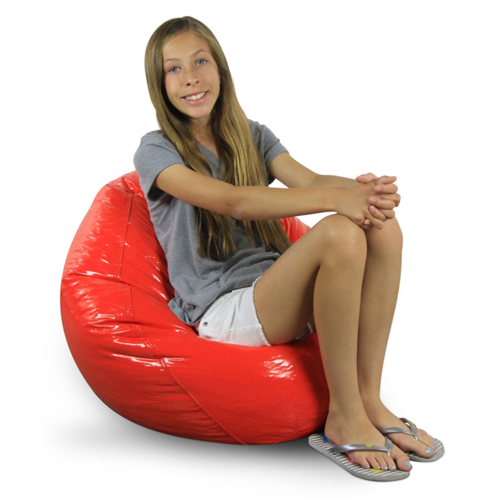 American Furniture Alliance Wet Look Vinyl Bean Bags, Jr Child, Green