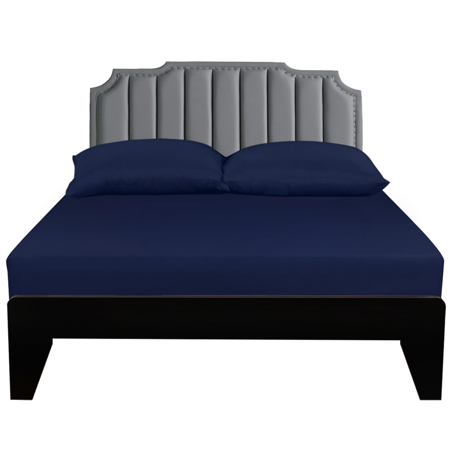 Lirex Fitted Sheet, Queen Size 100% Egyptian Cotton 300 Thread Count Soft Breathable Fitted Sheet, 150X200Cm, Dark Blue