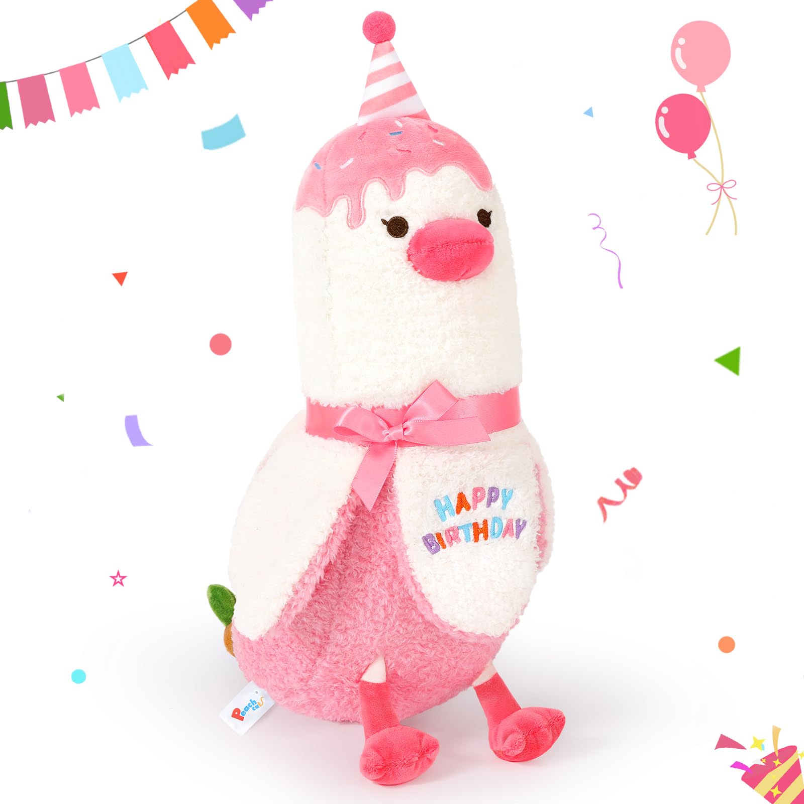 PEACH CAT Banana Duck Plush Pillow 12" Pink Polyester