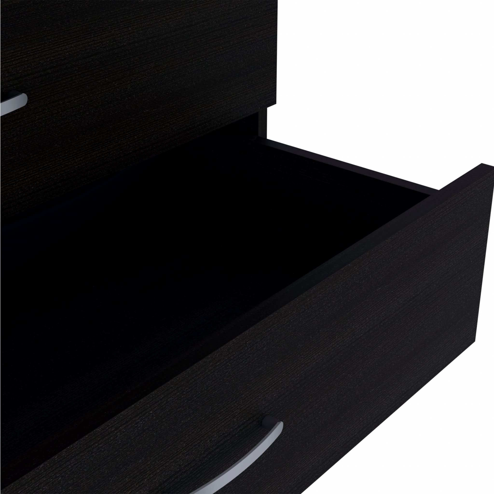 HomeRoots Particle Board 29" Black Three Drawer Dresser