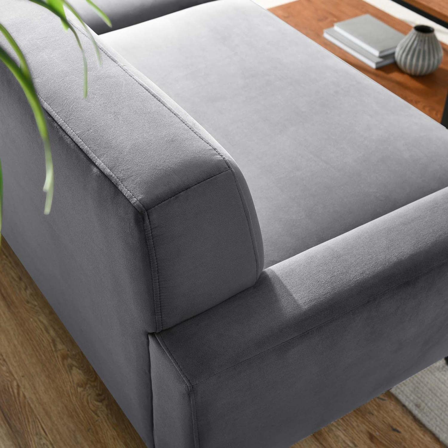 Modway Engage Performance Velvet Sofa With Gray Finish Eei-5600-Gry