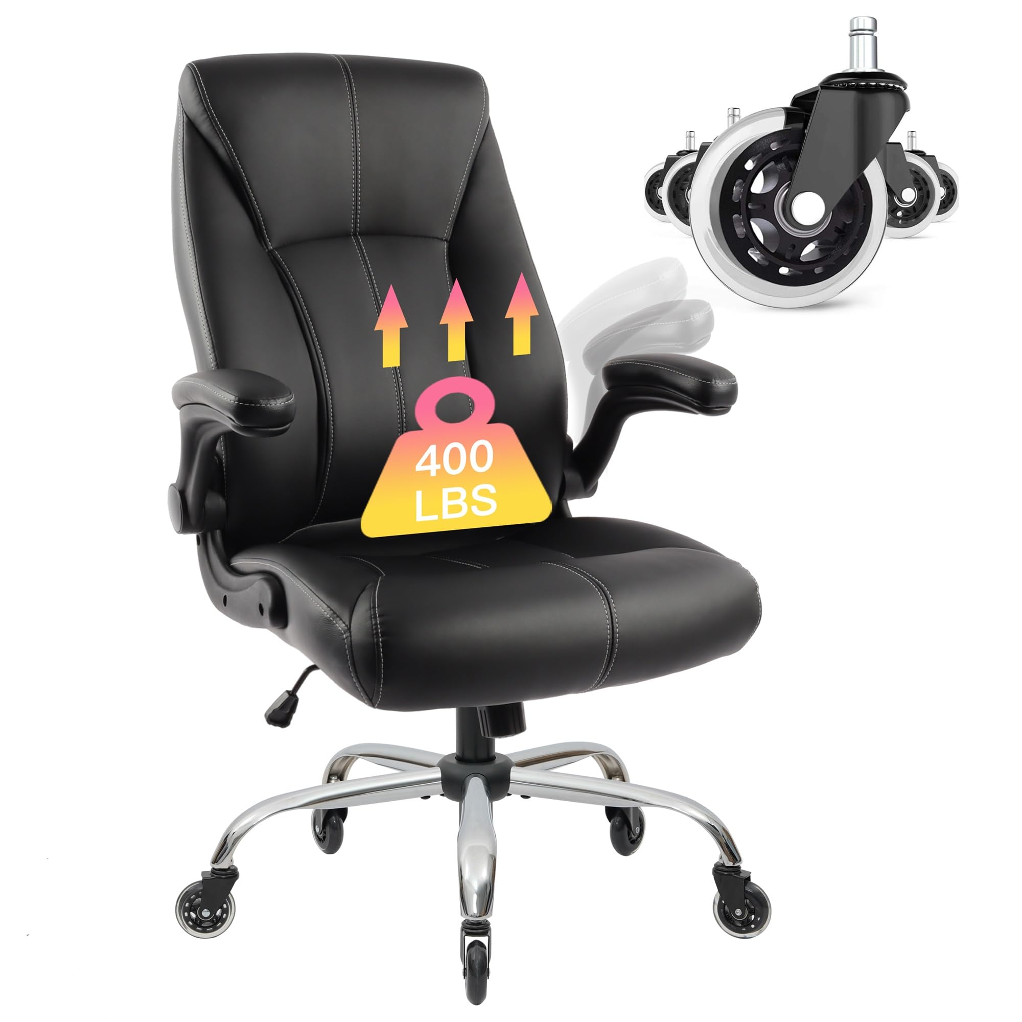 Big And Tall Office Chair 400Lbs, Ergonomic High Back Executive Computer Chair For Heavy People, Heavy Duty Desk Chair With Adju