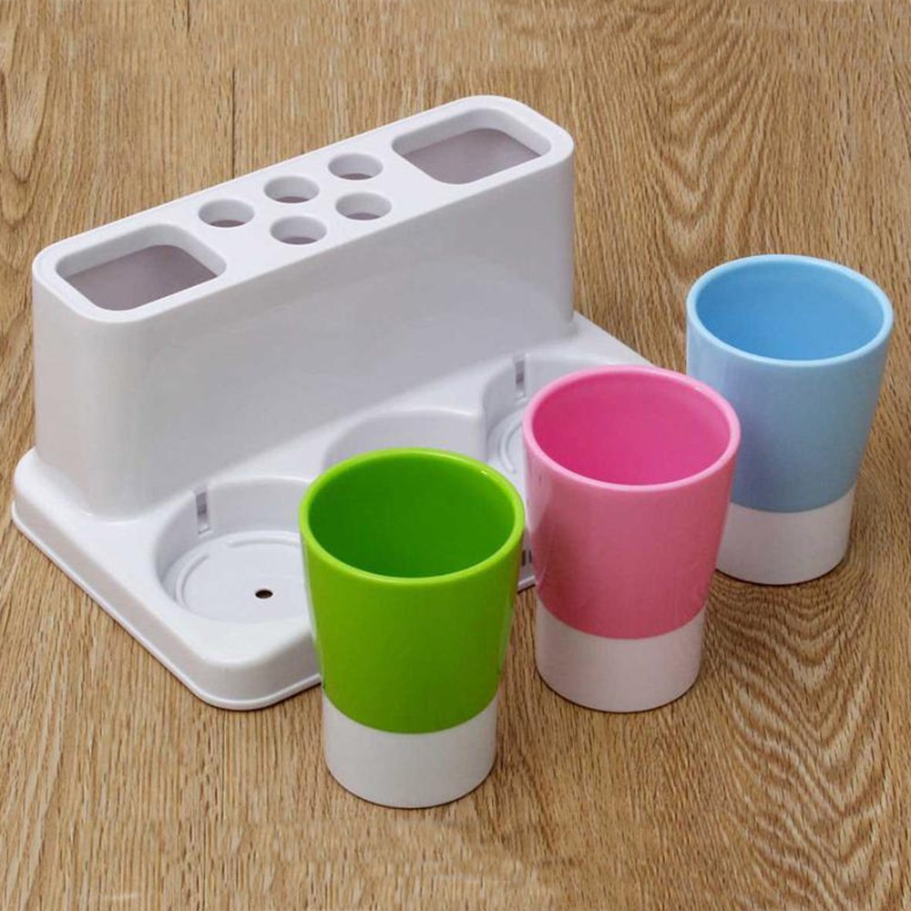 Eslite Toothbrush Toothpaste Holder Stand - Bathroom Organizer, 9.8"x6.3"x4.3", Available in White, Pink, Green, Blue - Model YSJ-3